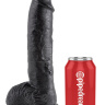 Реалистичный чёрный фаллоимитатор-гигант 10  Cock with Balls - 25,4 см. купить в секс шопе