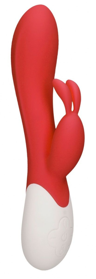 Красный вибратор-кролик Flame с функцией нагрева - 20 см. купить в секс шопе