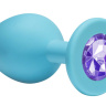 Малая голубая анальная пробка Emotions Cutie Small с фиолетовым кристаллом - 7,5 см. купить в секс шопе