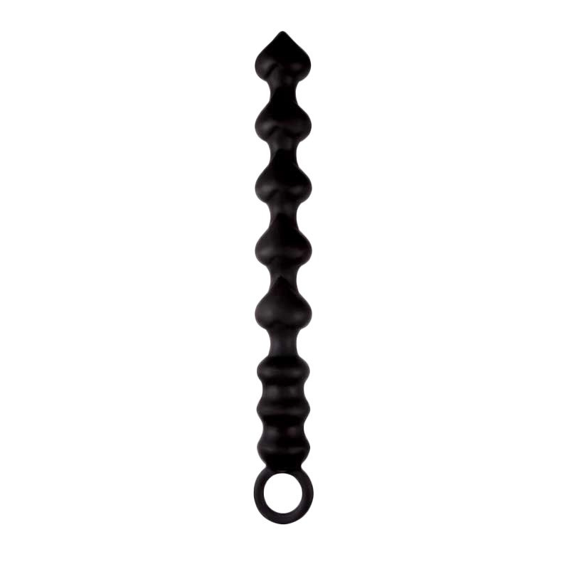 Черная анальная цепочка из силикона PERLES D AMOUR - 22 см. купить в секс шопе