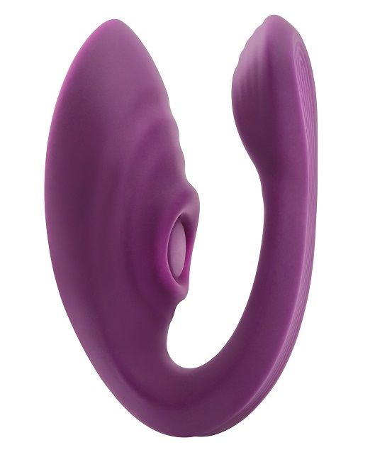 Фиолетовый вибромассажер для пар Sync Passion с пультом ДУ купить в секс шопе