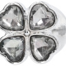 Серебристая анальная пробка с прозрачными кристаллами в форме клевера - 7 см. купить в секс шопе