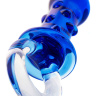 Синяя стеклянная анальная втулка с ручкой-кольцом - 10,5 см. купить в секс шопе