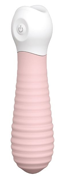 Розовый силиконовый мини-вибромассажер RIBBED BABY BOO - 12 см. купить в секс шопе