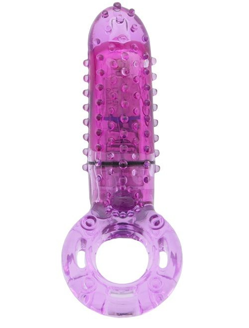 Фиолетовое эрекционное кольцо с вибрацией и пальчиком OYEAH PURPLE купить в секс шопе