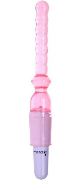 Тонкий розовый вибратор для анальной стимуляции - 25 см. купить в секс шопе