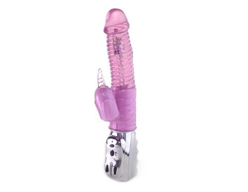 Вибромассажер с вращающейся головкой и стимулятором клитора - 27 см. купить в секс шопе