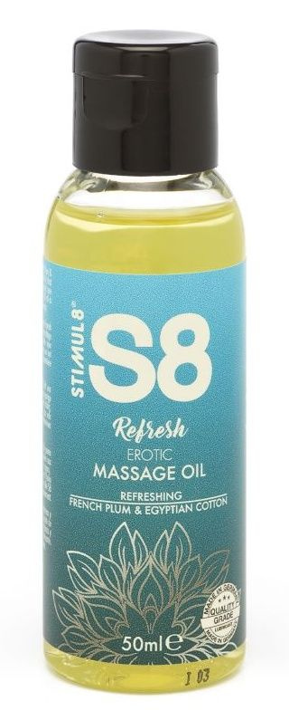 Массажное масло S8 Massage Oil Refresh с ароматом сливы и хлопка - 50 мл. купить в секс шопе