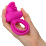Ярко-розовое эрекционное кольцо Silicone Rechargeable Dual Clit Flicker купить в секс шопе