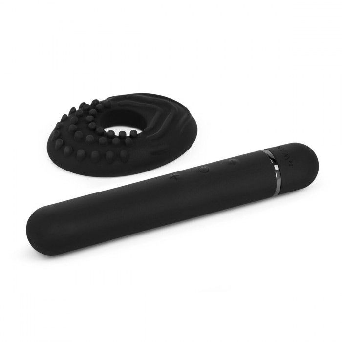 Черный мини-вибратор Le Wand Baton с текстурированной насадкой - 11,9 см. купить в секс шопе