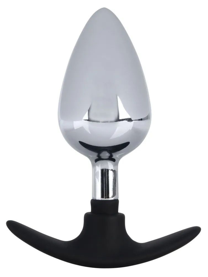 Хромированная анальная пробка с силиконовым ограничителем - 11,4 см. купить в секс шопе
