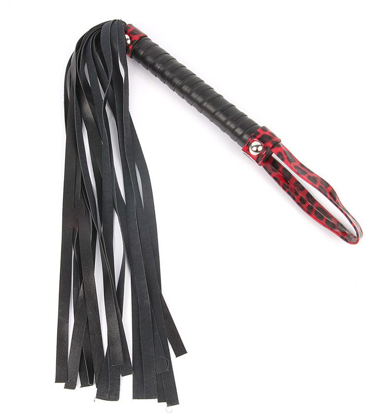 Черный флоггер с черно-красной ручкой Notabu - 49 см. купить в секс шопе