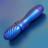 Синий вибромассажёр со спиралевидным рельефом - 14 см. купить в секс шопе