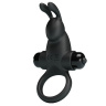 Черное эрекционное кольцо с выступом-зайчиком для стимуляции клитора купить в секс шопе