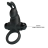 Черное эрекционное кольцо с выступом-зайчиком для стимуляции клитора купить в секс шопе