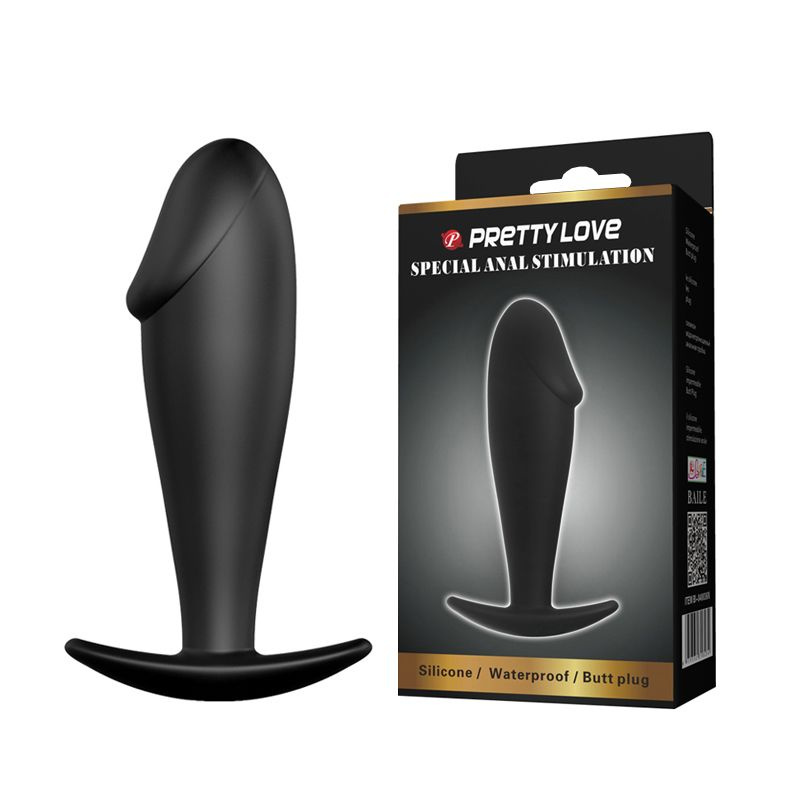 Чёрный анальный фаллос-пробка из силикона - 10 см. купить в секс шопе
