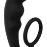 Чёрное эрекционное кольцо с анальным стимулятором Mountain Range Anal Plug купить в секс шопе