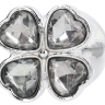 Серебристая анальная пробка с прозрачными кристаллами в форме клевера - 8,2 см. купить в секс шопе