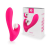 Ярко-розовый клиторальный стимулятор DAWN с вагинальным отростком купить в секс шопе