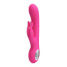 Розовый вибромассажер с клиторальным отростком Carina - 19 см. купить в секс шопе