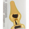 Золотистая анальная пробка-конус с прозрачным кристаллом - 13,5 см. купить в секс шопе
