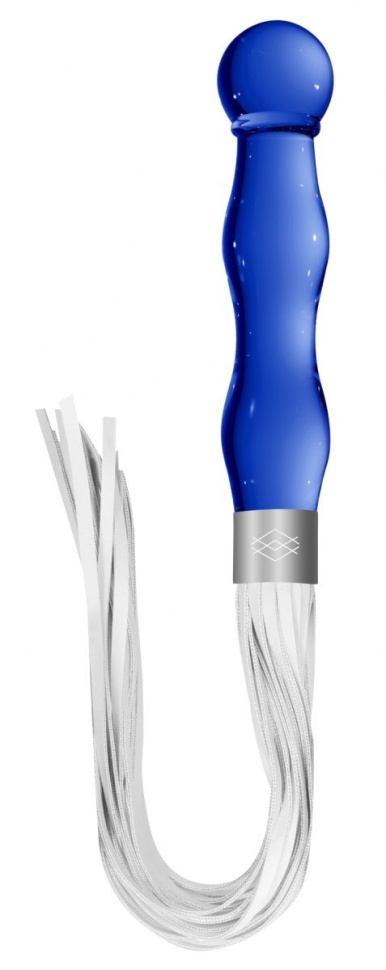 Синий анальный стимулятор-плеть Whipster с белыми хвостами купить в секс шопе