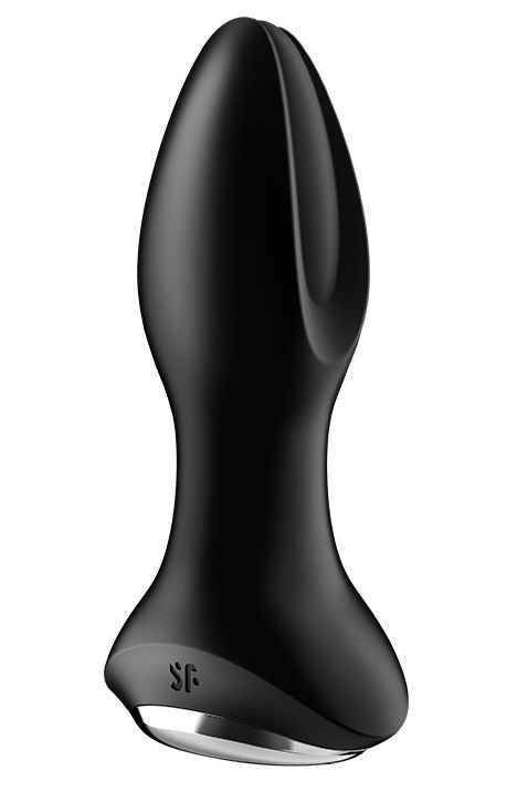 Черная анальная пробка с вибрацией и массажем бусинами Rotator Plug 2+ - 12,5 см. купить в секс шопе