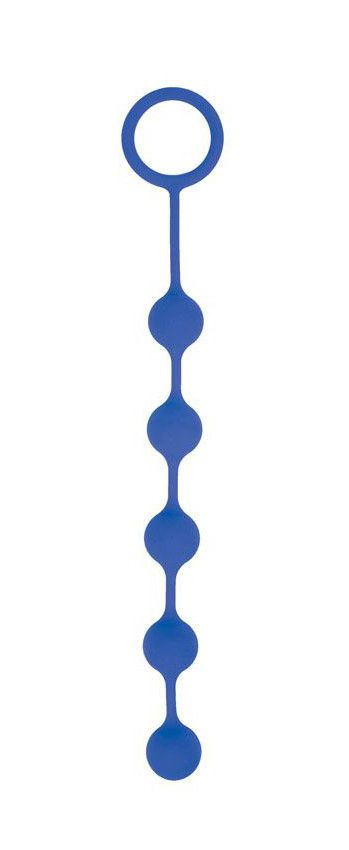 Синяя анальная цепочка с кольцом-ограничителем - 23 см. купить в секс шопе