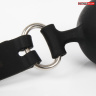 Черный силиконовый кляп-шарик с отверстиями на регулируемом ремешке купить в секс шопе