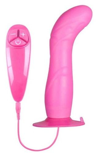 Розовый вибратор для G-точки BUNNY ICY - 18 см. купить в секс шопе