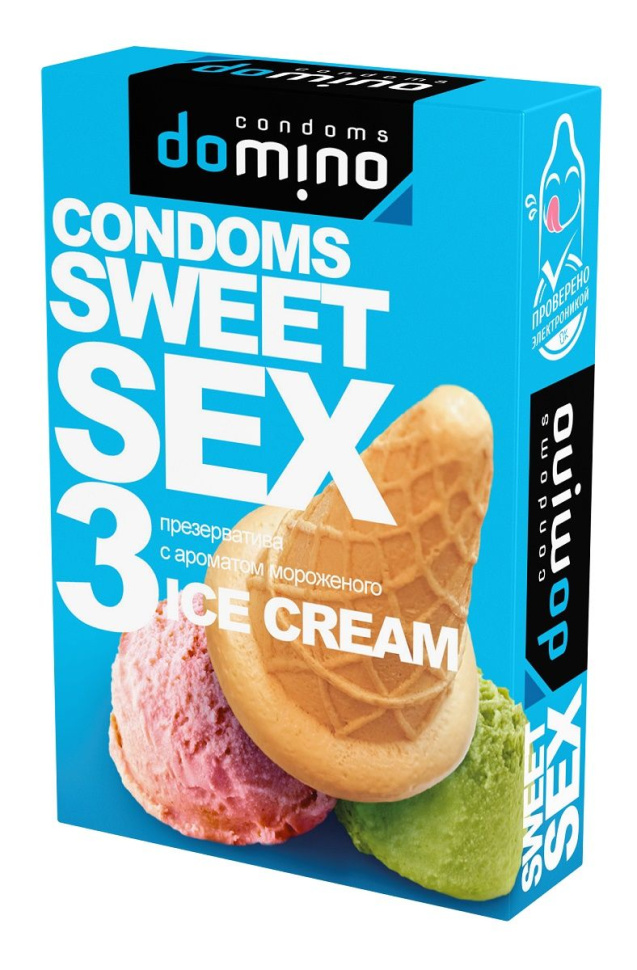 Презервативы для орального секса DOMINO Sweet Sex с ароматом мороженого - 3 шт. купить в секс шопе