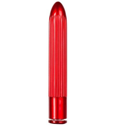 Красный классический вибратор с ребрышками METALLIX BELICOSO RIBBED VIBRATOR - 11,5 см. купить в секс шопе