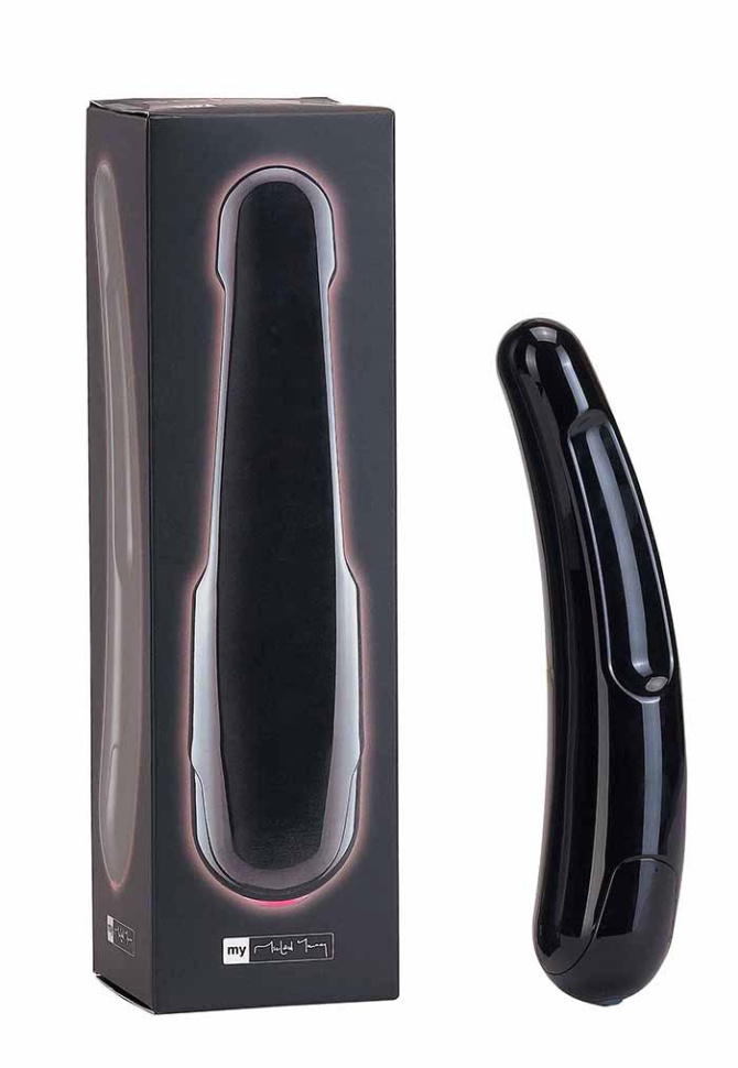 Чёрный многоскоростной дизайнерский вибромассажёр Saber - 17,5 см. купить в секс шопе