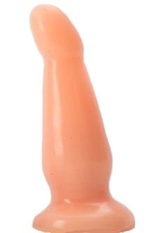 Телесная изогнутая анальная пробка с подошвой-присоской - 12 см. купить в секс шопе
