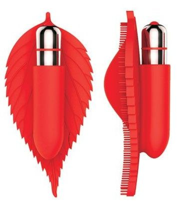 Красный клиторальный стимулятор в виде листика - 12,5 см. купить в секс шопе