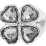 Серебристая анальная пробка с прозрачными кристаллами в форме клевера - 9,5 см. купить в секс шопе