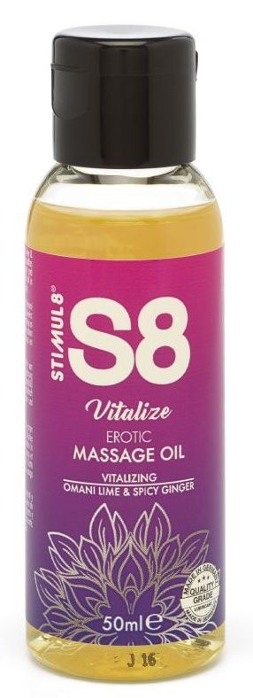 Массажное масло S8 Massage Oil Vitalize с ароматом лайма и имбиря - 50 мл. купить в секс шопе