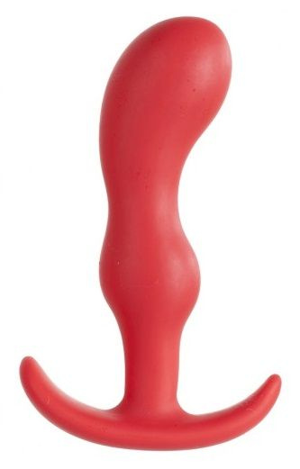 Красный плаг изогнутой формы - 9,5 см. купить в секс шопе