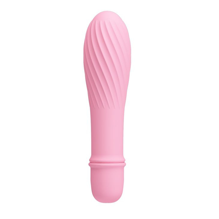 Нежно-розовый вибратор Solomon с бороздками - 12,3 см. купить в секс шопе