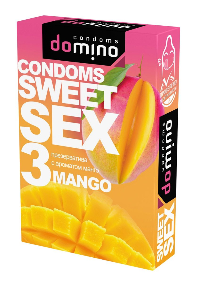 Презервативы для орального секса DOMINO Sweet Sex с ароматом манго - 3 шт. купить в секс шопе