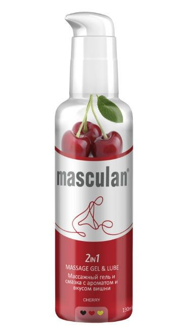 Массажная гель-смазка Masculan с ароматом вишни 2-в-1 - 130 мл. купить в секс шопе
