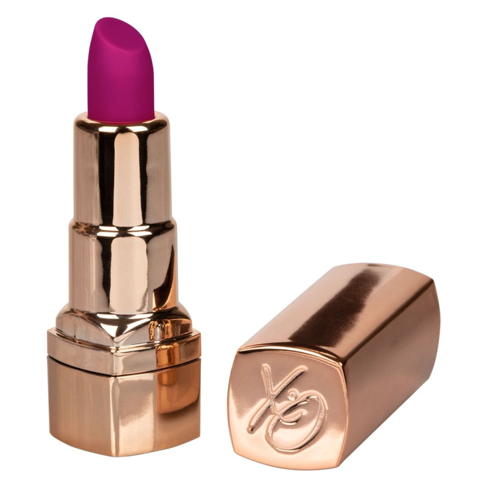 Золотистый вибратор-помада с пурпурным мягким кончиком Hide   Play Rechargeable Lipstick купить в секс шопе