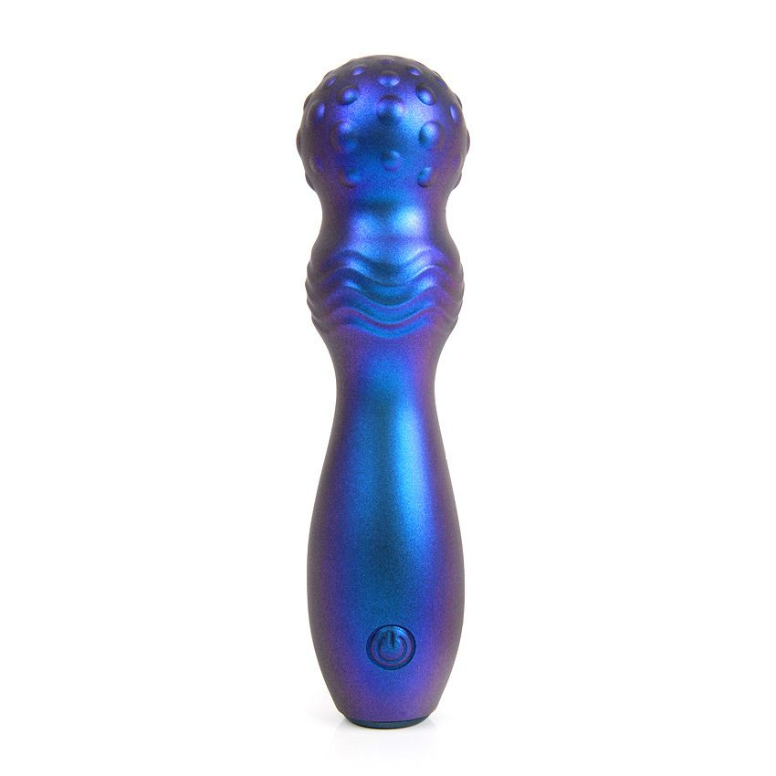 Синий фигурный вибромассажер с шаровидной головкой - 14 см. купить в секс шопе