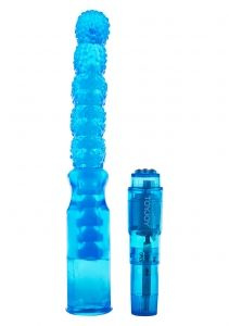Голубой анальный вибратор Backdoor Bouncer Clear - 26,5 см. купить в секс шопе