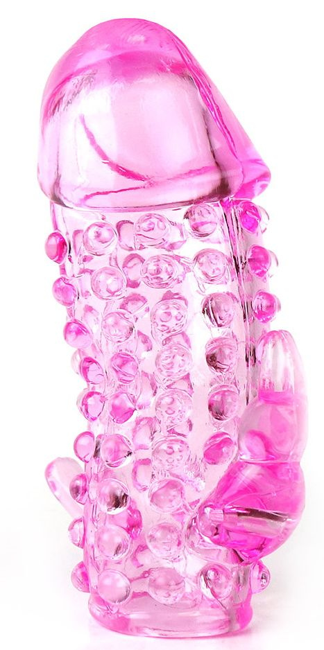 Розовая насадка со стимуляторами ануса и клитора купить в секс шопе