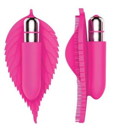 Розовый клиторальный стимулятор в виде листика - 12,5 см. купить в секс шопе