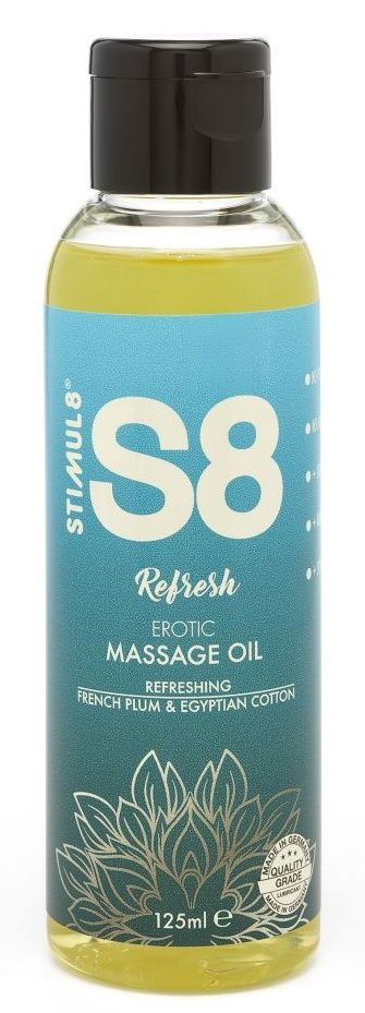 Массажное масло S8 Massage Oil Refresh с ароматом сливы и хлопка - 125 мл. купить в секс шопе