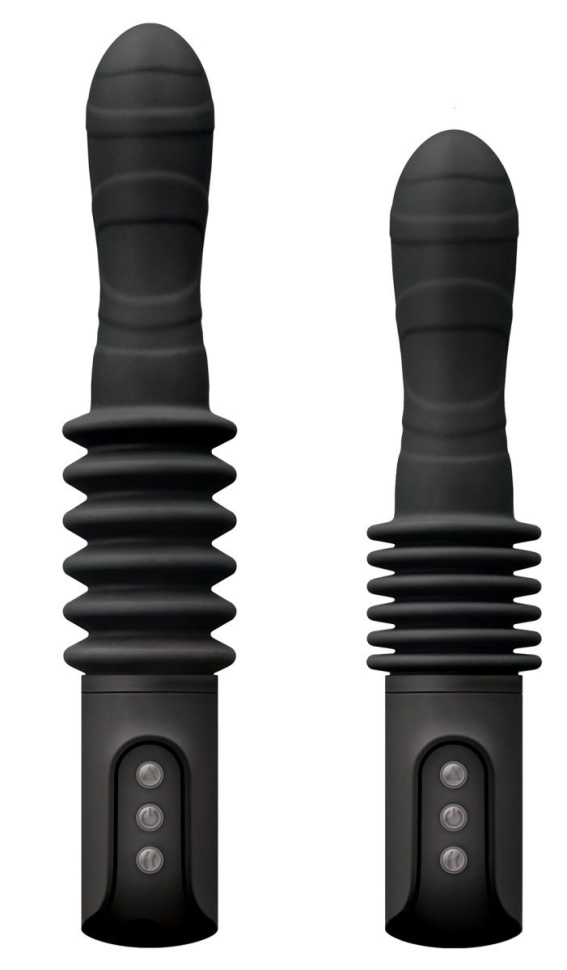 Черный вибромассажер с поступательным движением Deep Stroker - 29,2 см. купить в секс шопе