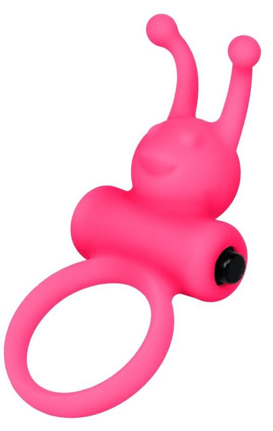 Розовое эрекционное виброкольцо на пенис Eromantica купить в секс шопе