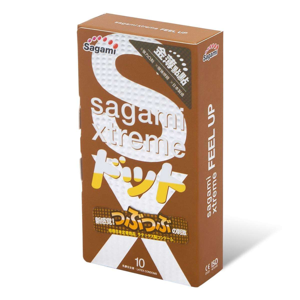 Презервативы Sagami Xtreme Feel Up с точечной текстурой и линиями прилегания - 10 шт. купить в секс шопе